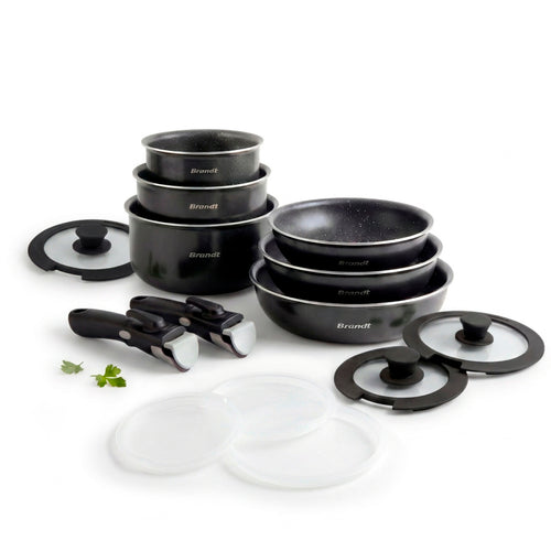 Batterie empilable avec poignée amovible 14 pièces - aluminium - noir