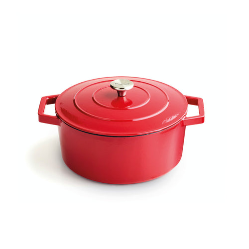 Runde Gusseisen-Kasserolle - Rot