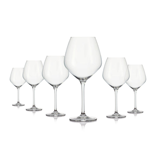 Set of 6 burgundy glasses in glass - Harmonie - Transparent