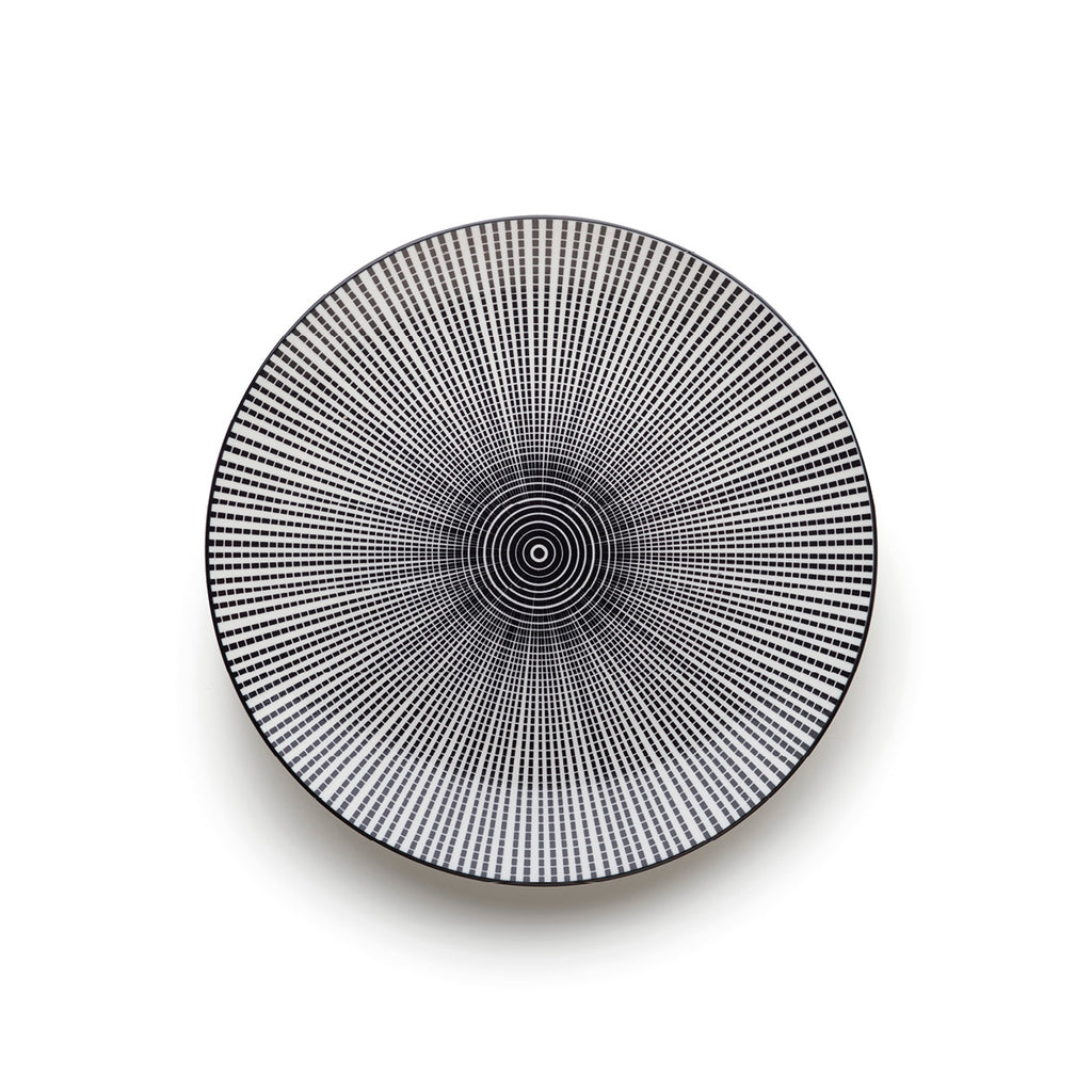 Set of 4 dinner plates embossed - White / Black