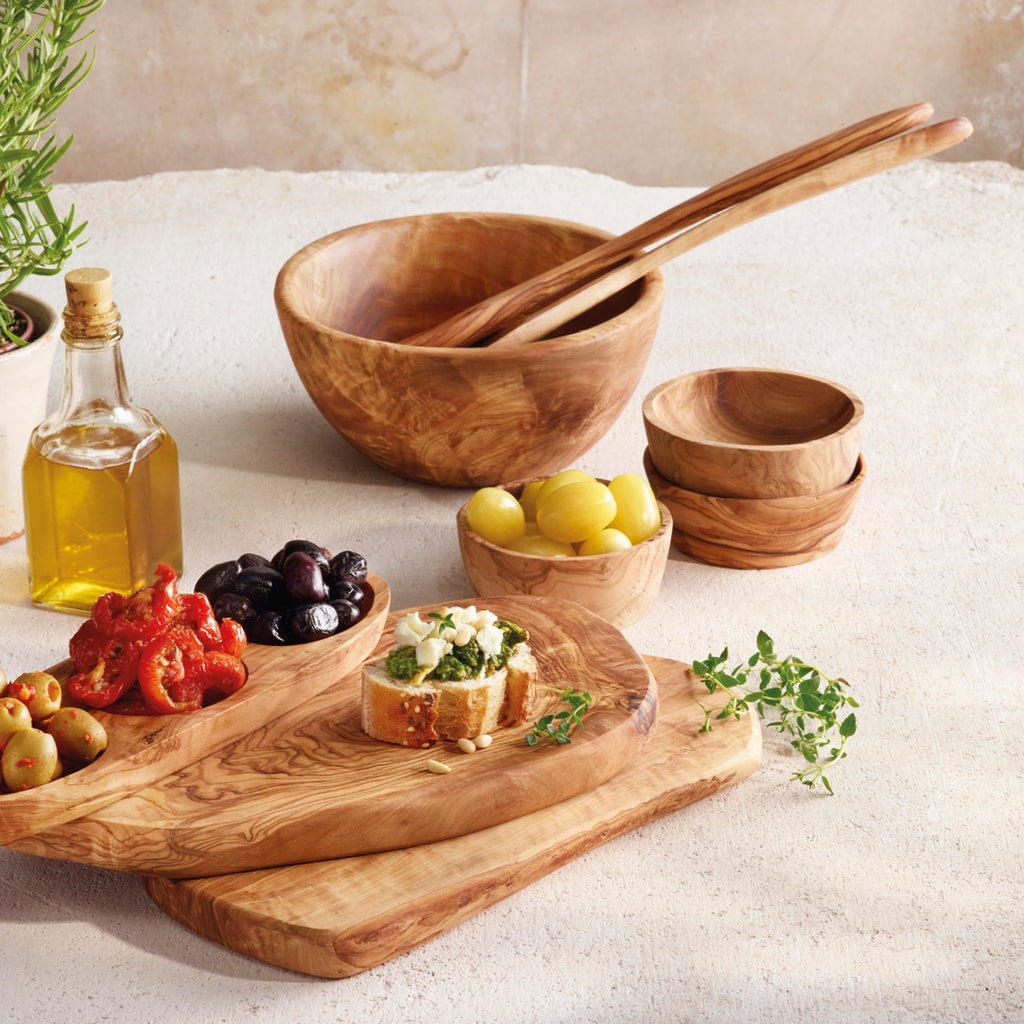 Salad servers in olive wood