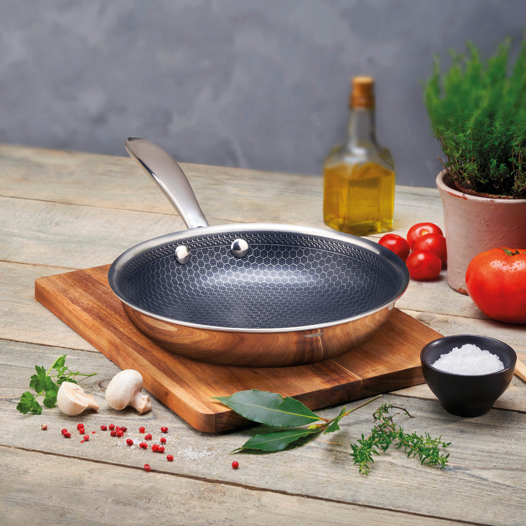Stainless steel triply frypan non-stick honeycomb coating 24 cm - Silver