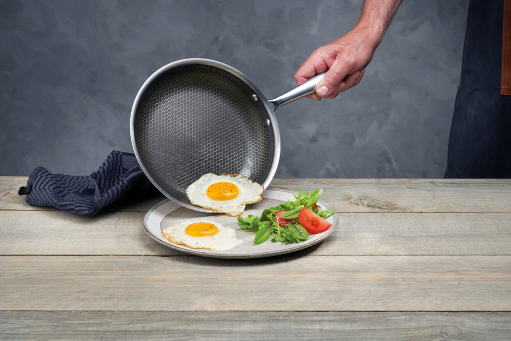Stainless steel triply frypan non-stick honeycomb coating 20 cm - Silver