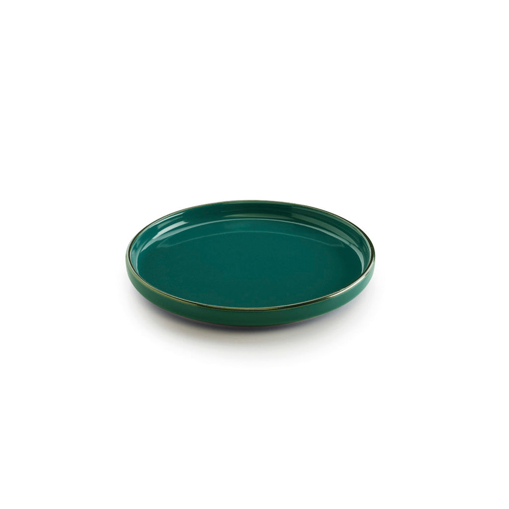 Ceramic dinnerware set 24 pieces embossed - Dark green