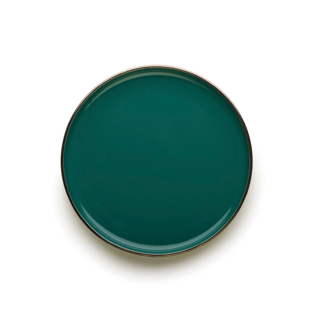 Set of 4 dinner plates embossed - Dark green