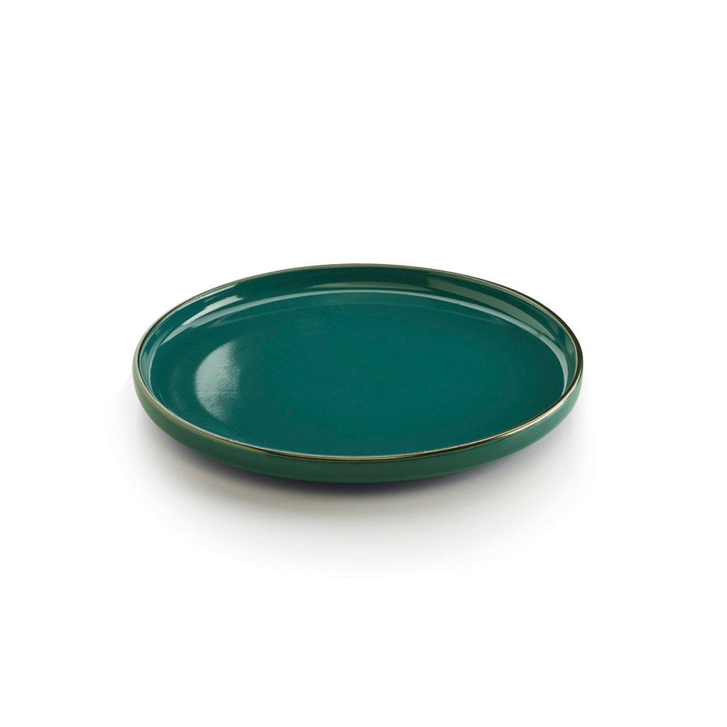 Set of 4 dinner plates embossed - Dark green