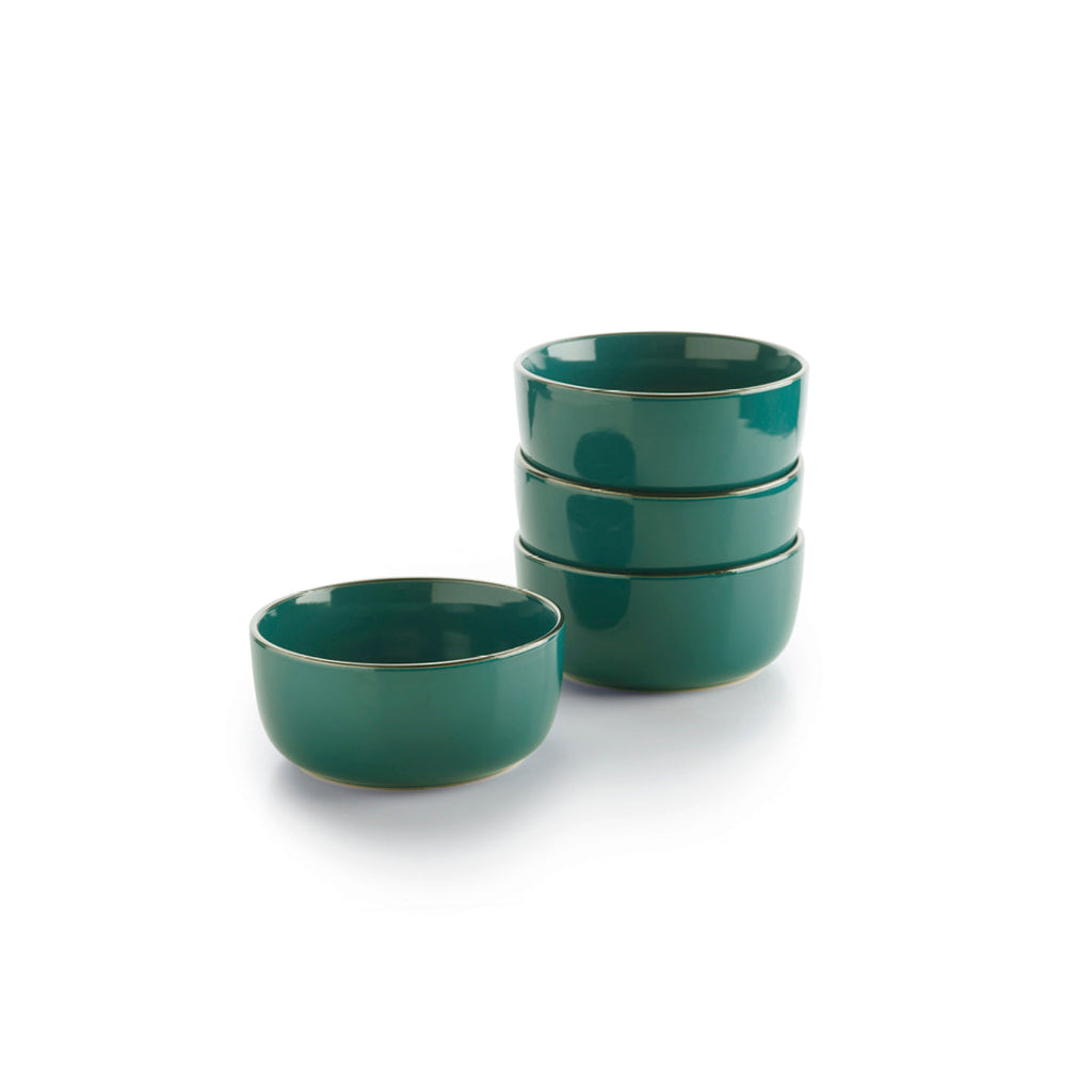 Set of 4 deep plates embossed - Dark green