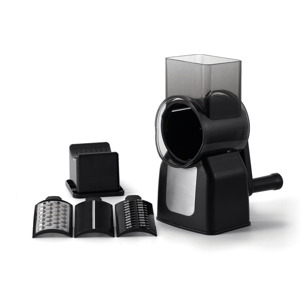 Rotary vegetable and cheese mill + 3 exchangeable blades - Silver / Black