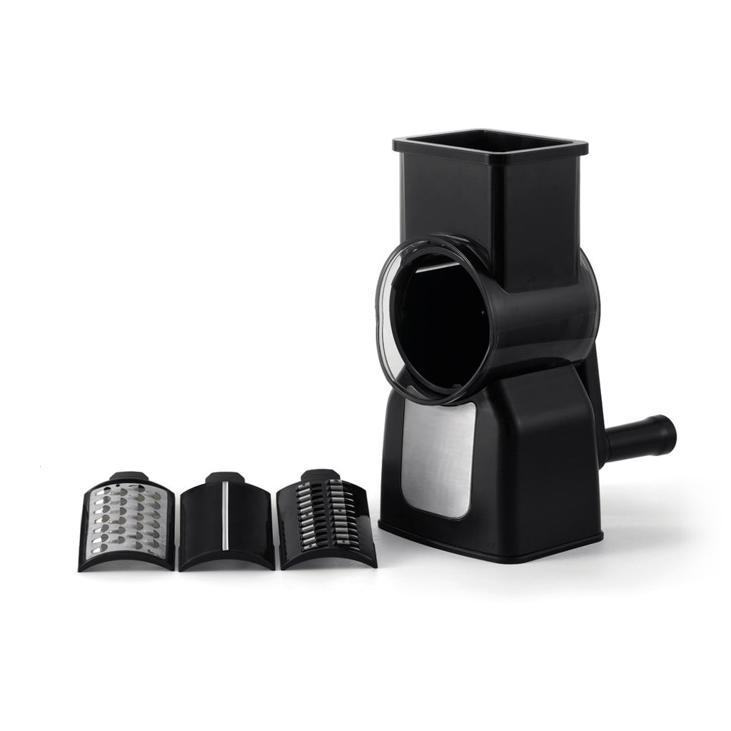 Rotary vegetable and cheese mill + 3 exchangeable blades - Silver / Black