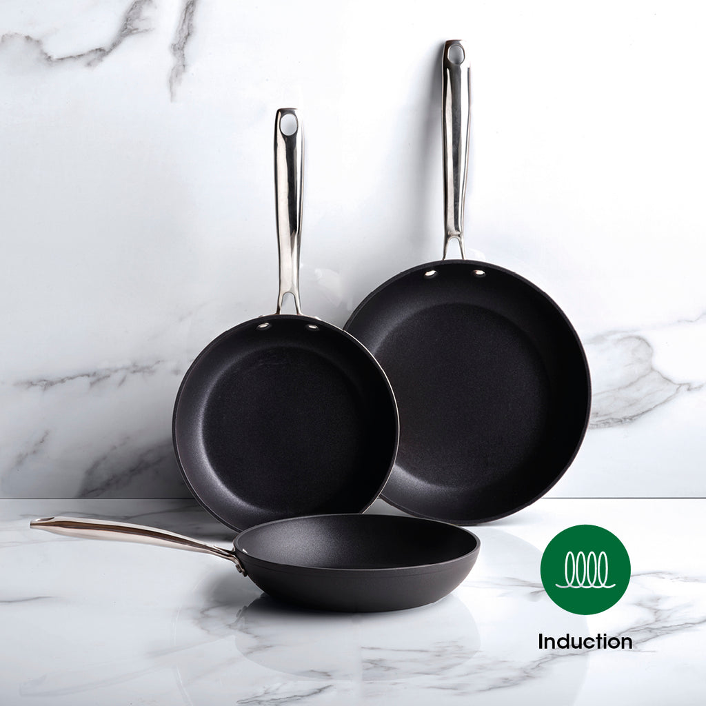 Set of 3 frypans 20 + 24 + 28 cm - Black