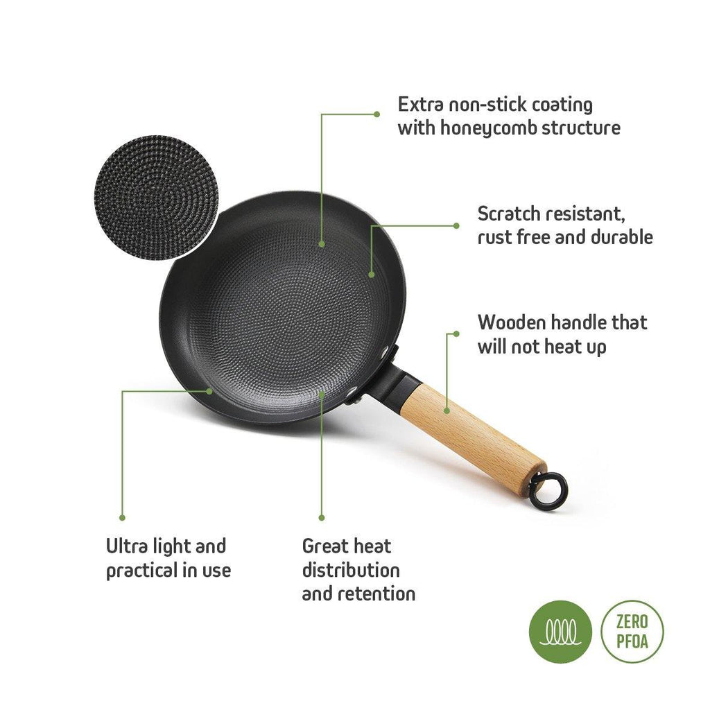 Qulinart cast iron lightweight skillet with non-stick honeycomb structure - 20, 24 or 28 cm