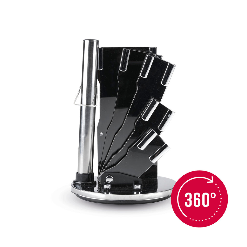 Kitchen knife set with acrylic holder - Black