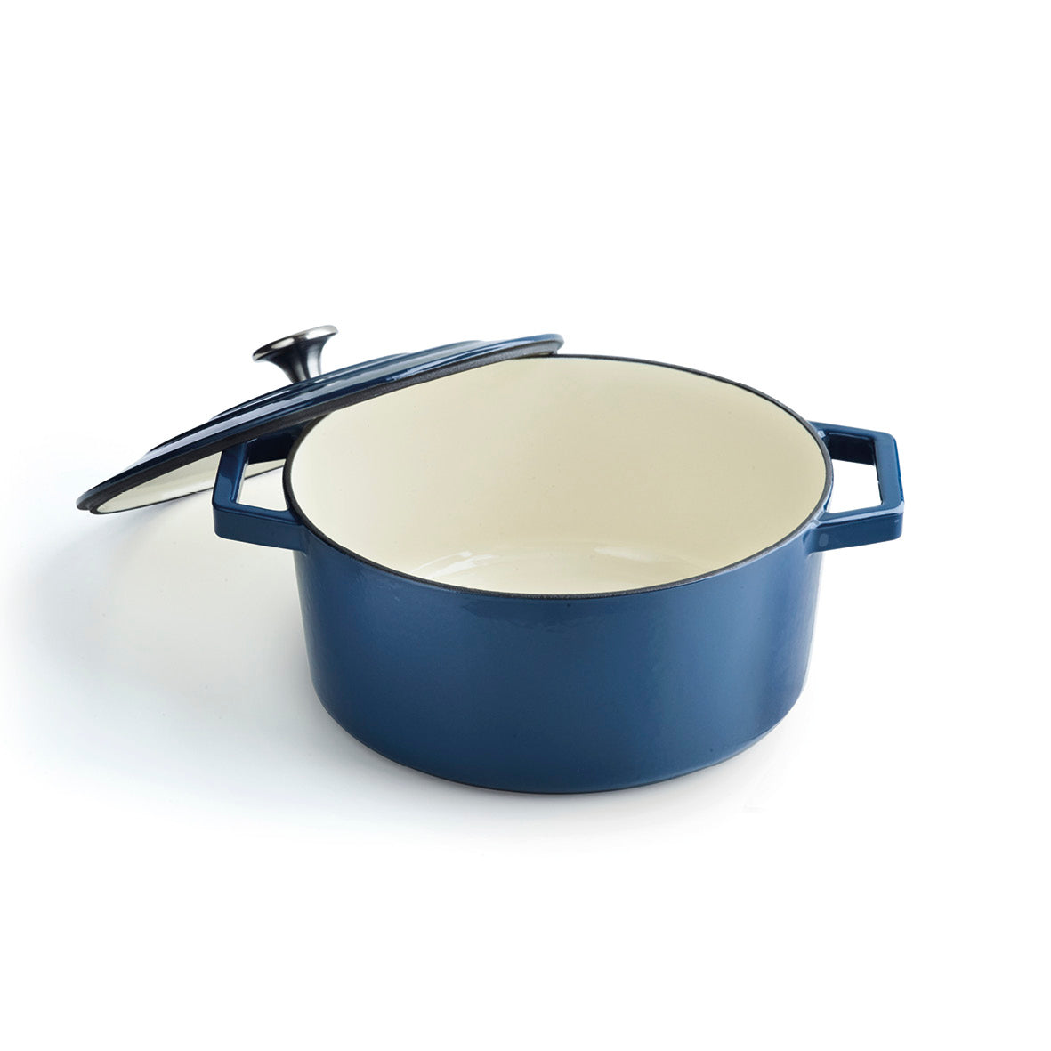 Cocotte en fonte d'acier ronde - Bleu – Qulinart