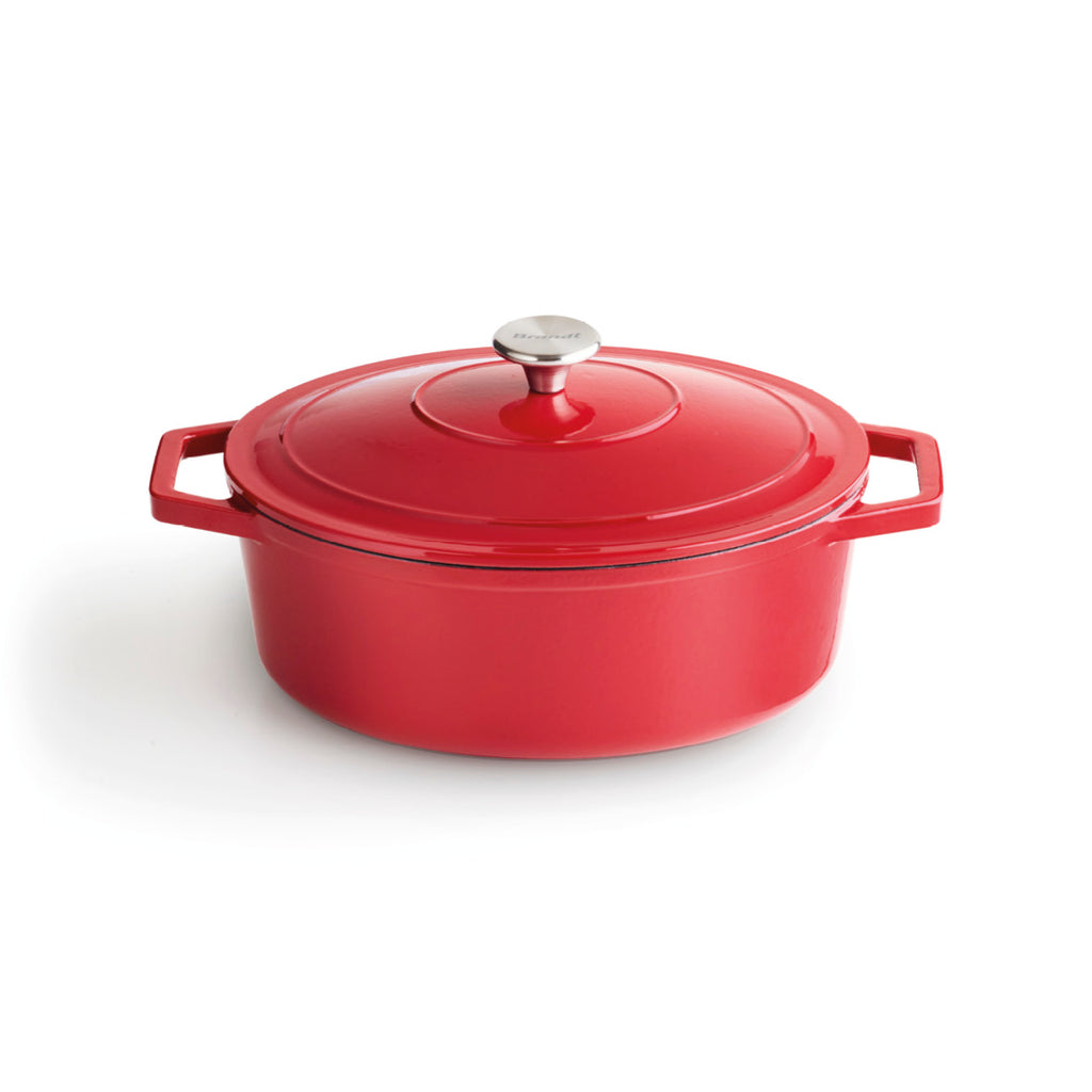 Cast iron oval casserole 30 cm - Red