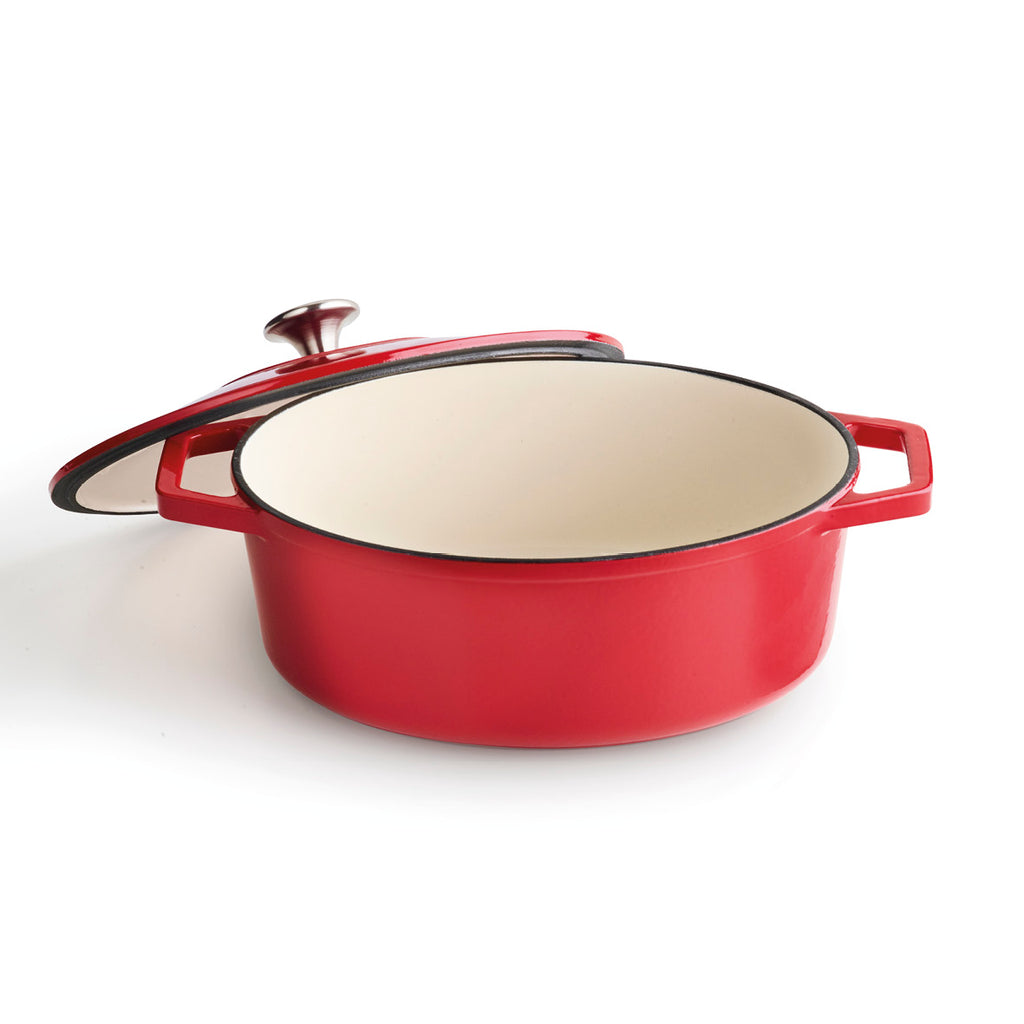 Cast iron oval casserole 30 cm - Red