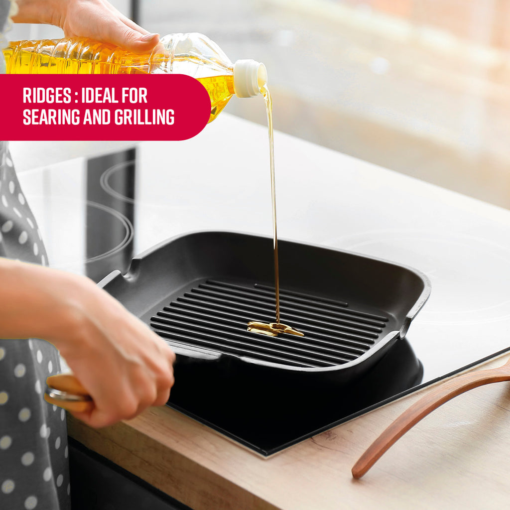 Honeycomb cast iron grill pan 28 cm - Black