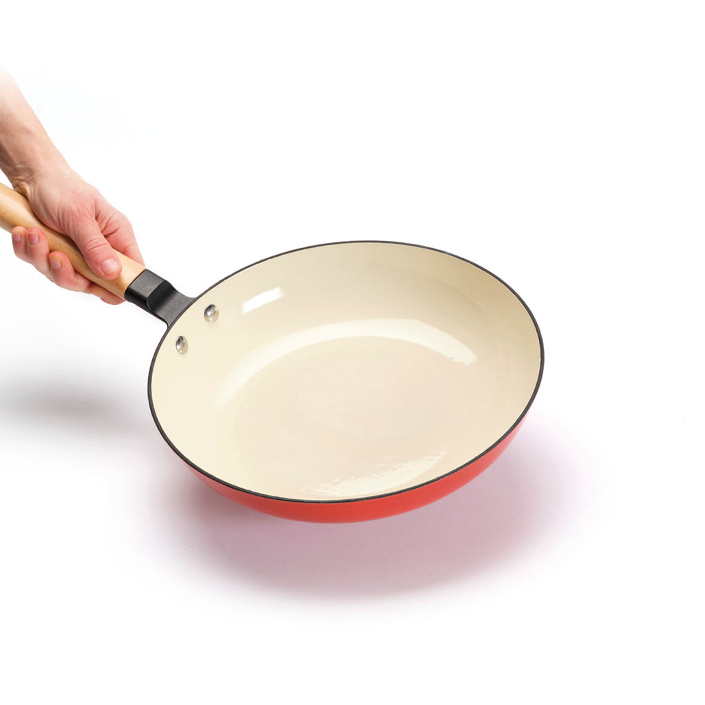 Cast iron frypan - Red/white