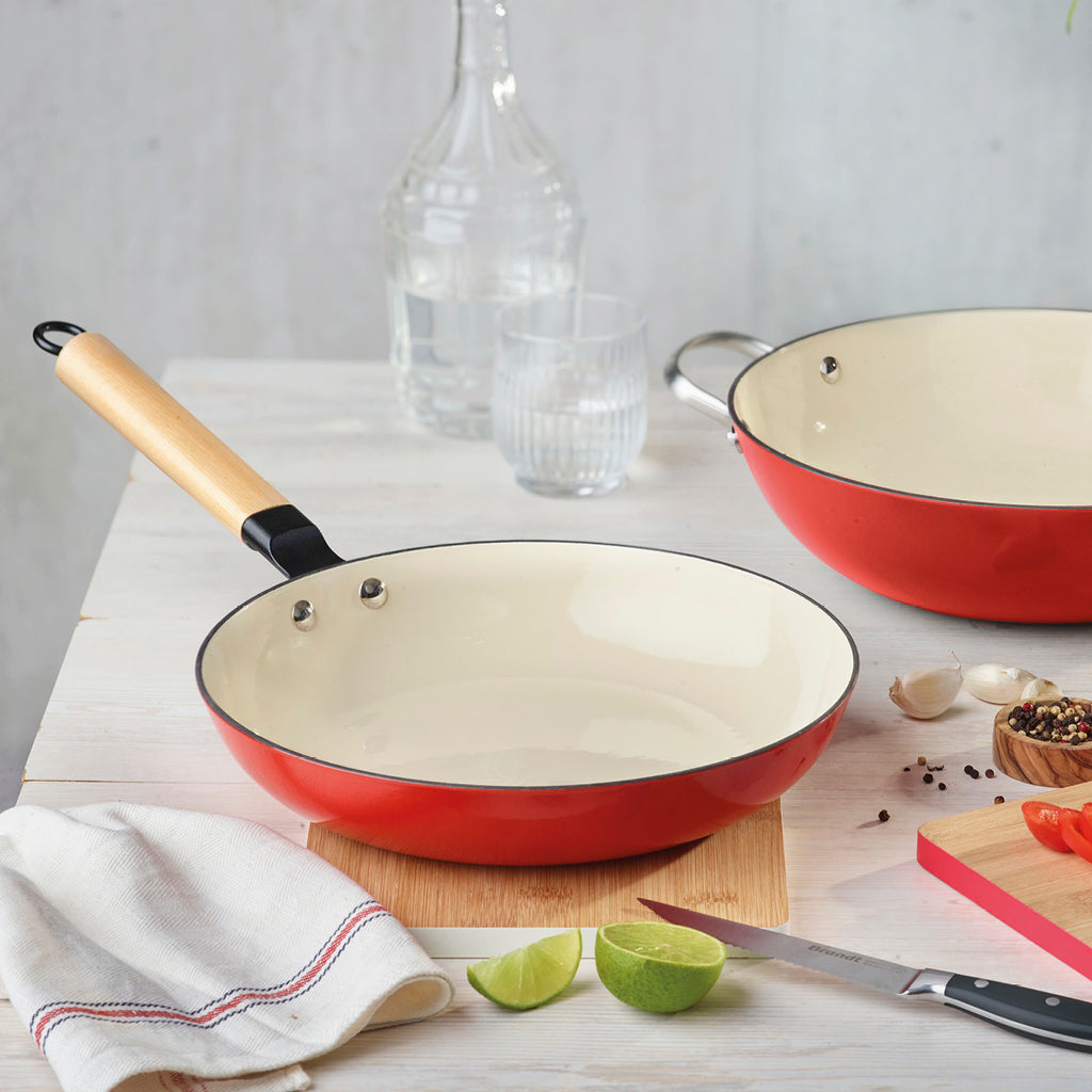 Cast iron frypan - Red/white