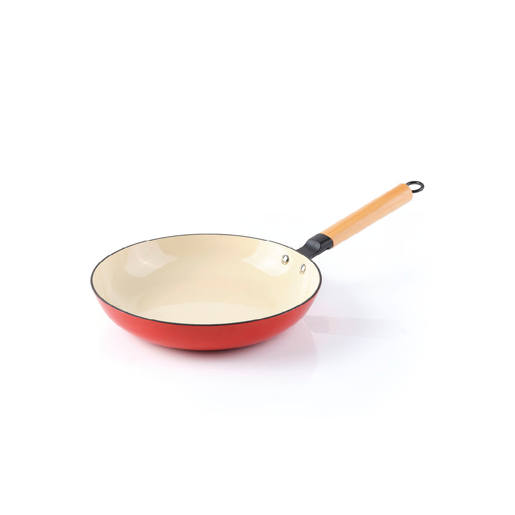 Cast iron frypan - Red/white Red