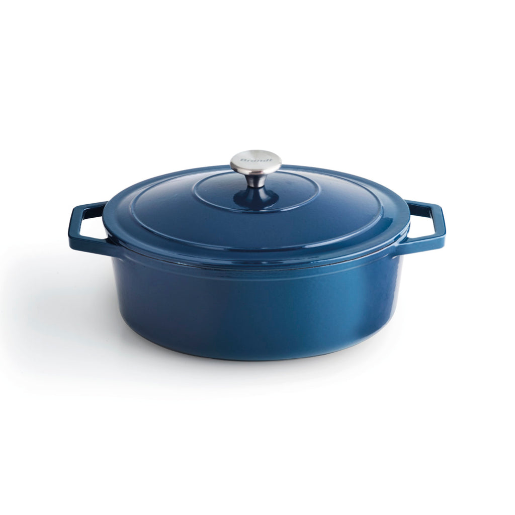 Cast iron oval casserole 30 cm - Blue