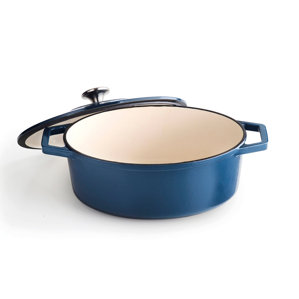 Cast iron oval casserole 30 cm - Blue
