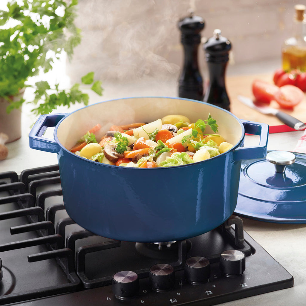 Cast iron oval casserole 30 cm - Blue