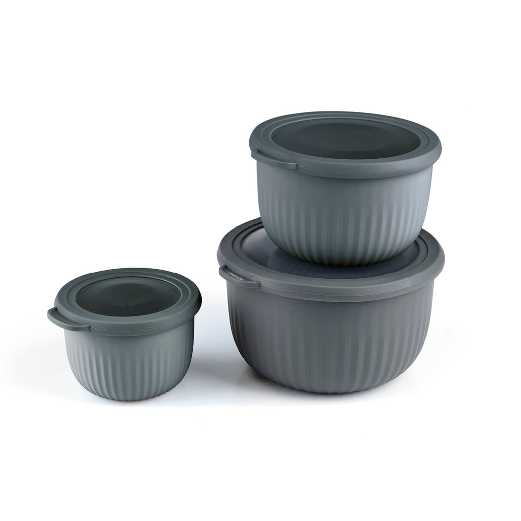 3 plastic bowls food keeper in PP - High Grey