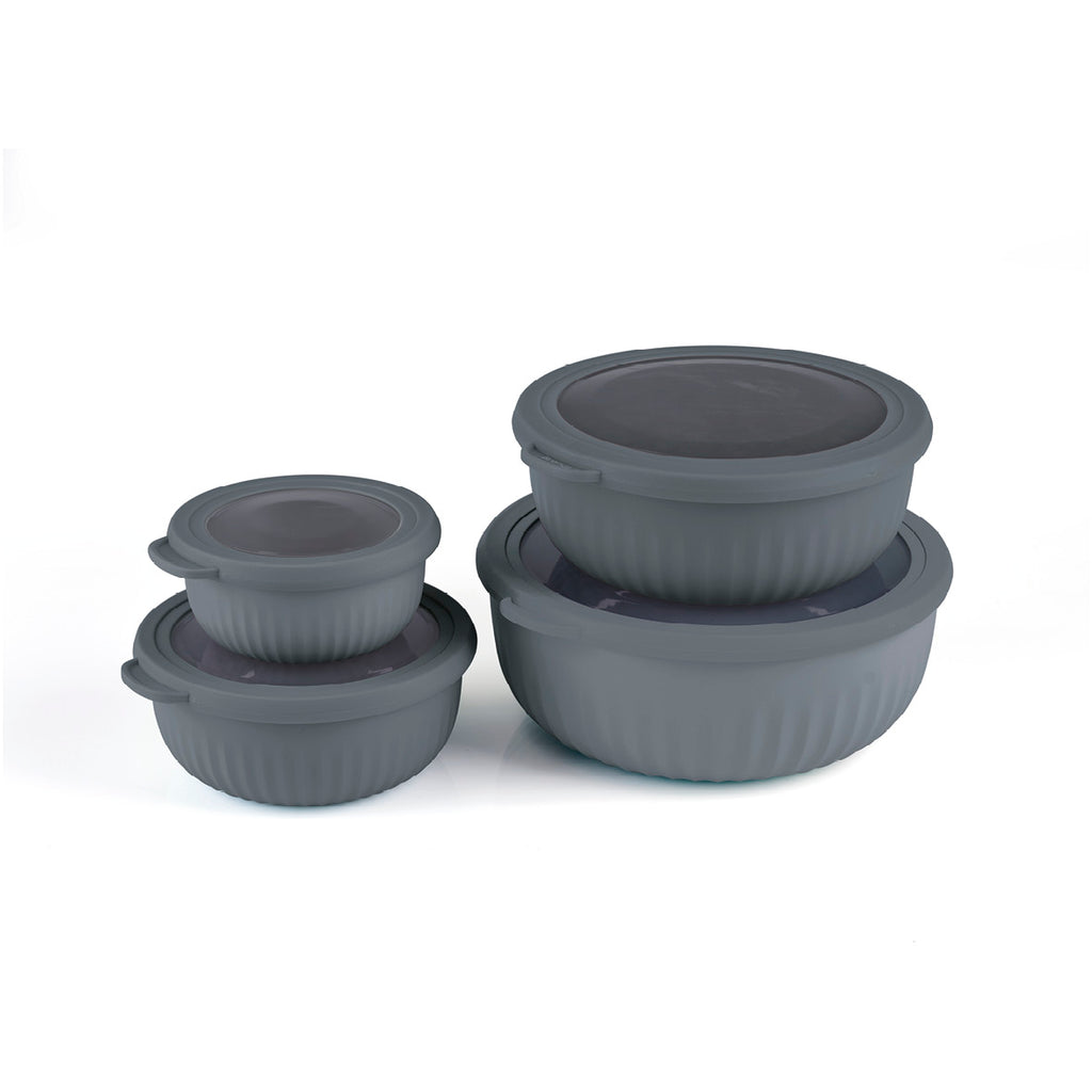 4 Plastic bowls food keeper in PP - Low Grey