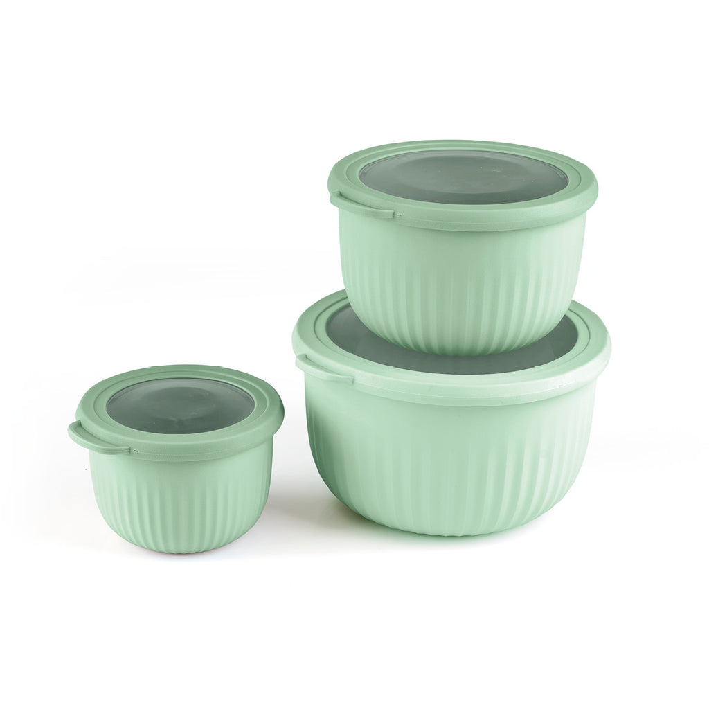 3 plastic bowls food keeper in PP - High Green