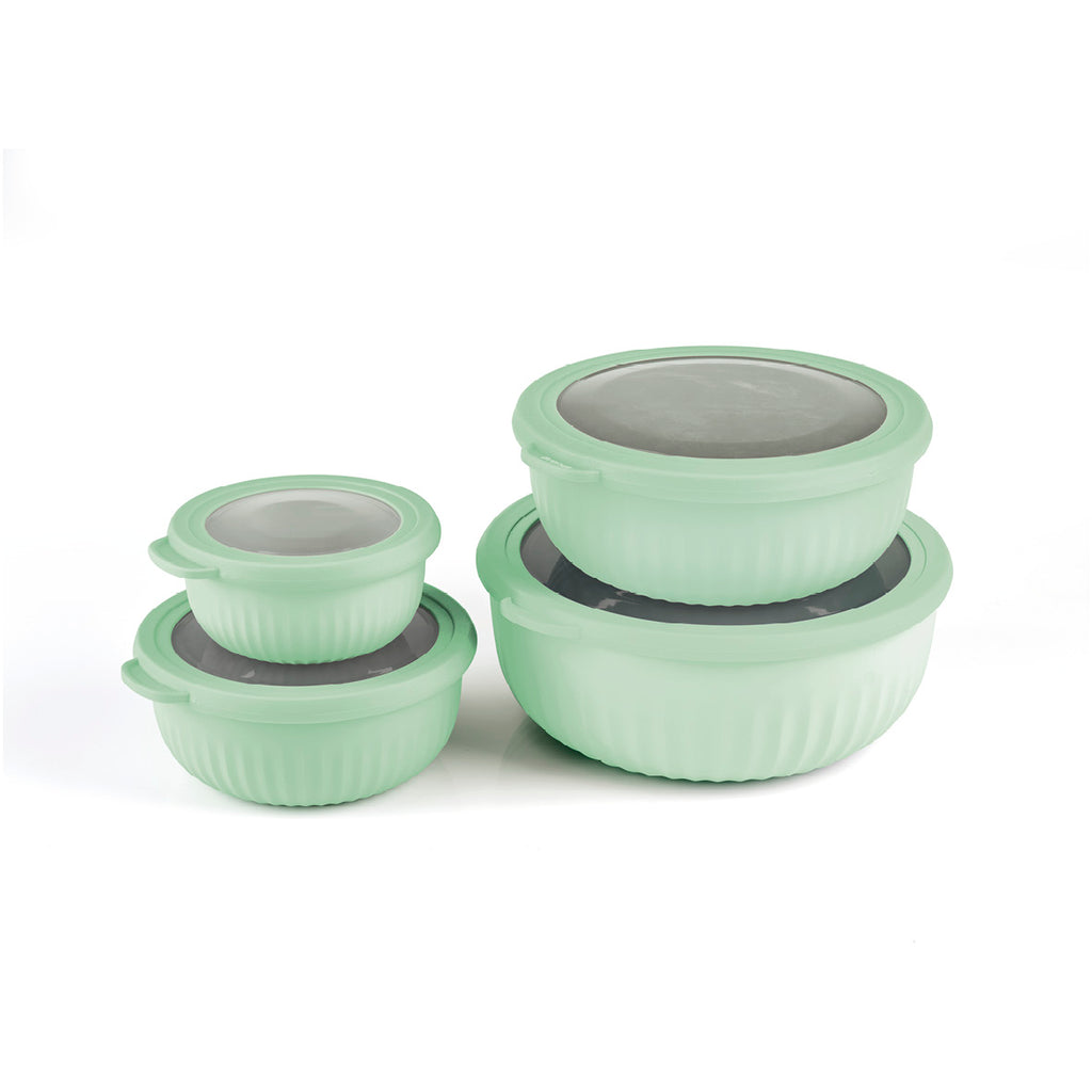 4 Plastic bowls food keeper in PP - Low Green