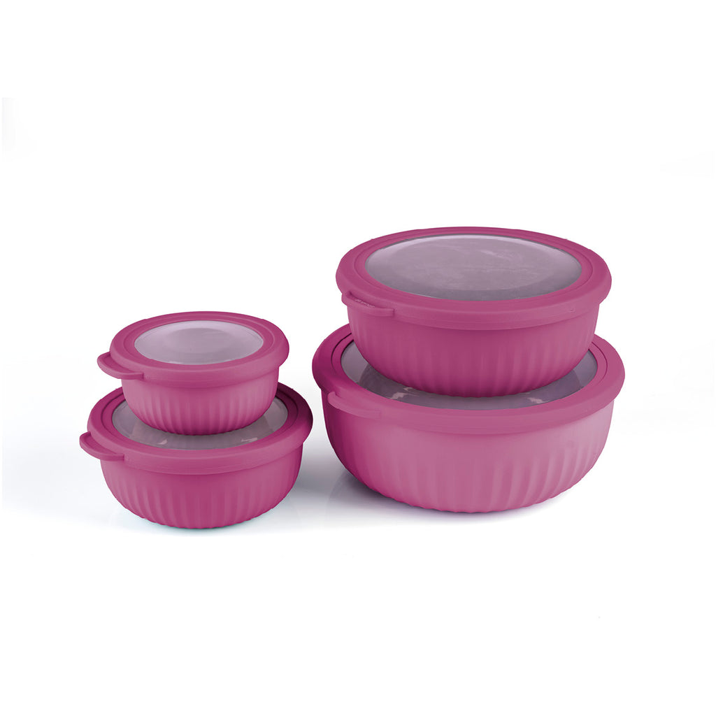 4 Plastic bowls food keeper in PP - Low Cherry red