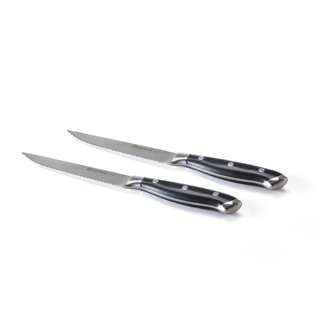 Set of 2 steak knives rivet - Black