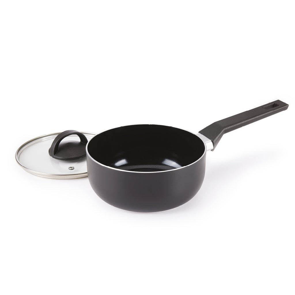 Set of 3 pots with lid Carbone Pro - ultra resistant and non-stick - aluminum - Black