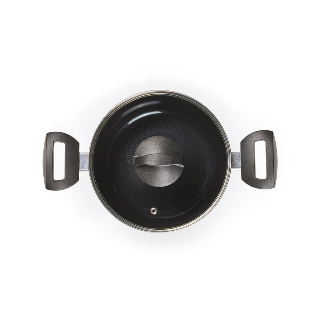 Set of 2 pots with lid Carbone Pro - ultra resistant and non-stick - aluminum - Black