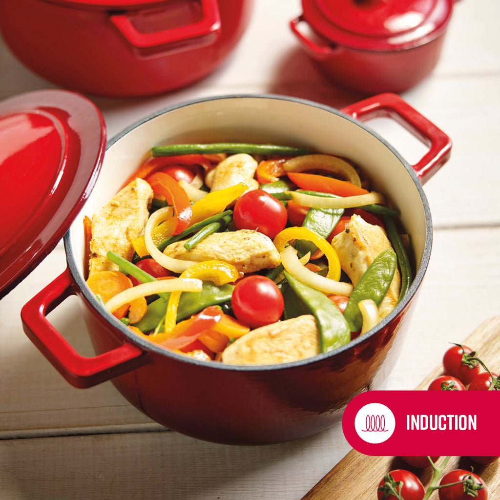 Cast iron round skillet - Red