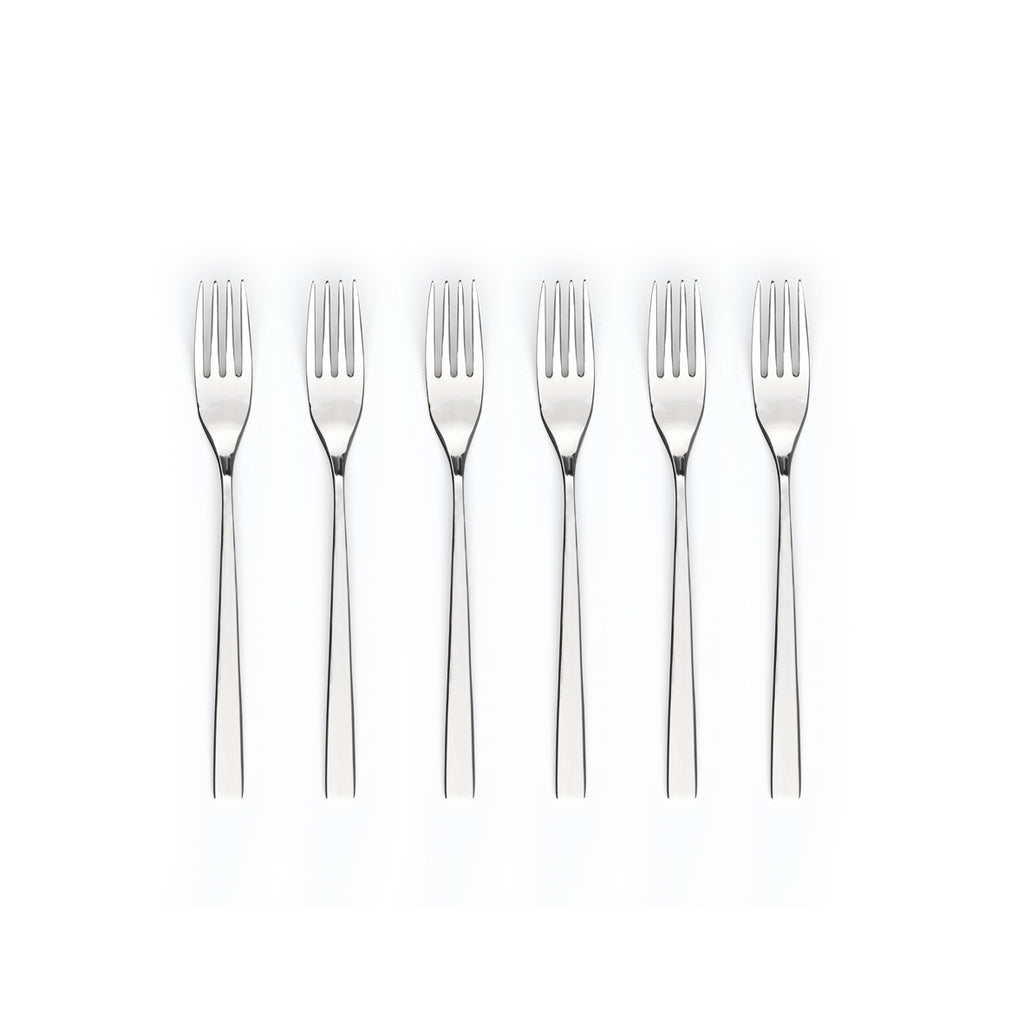 Set of 6 dessert forks - Silver mirror