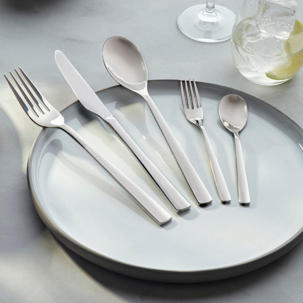 Cutlery box 30 pcs for 6 people in a shiny stainless steel - Silver mirror