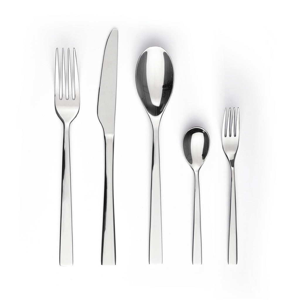 Cutlery box 30 pcs for 6 people in a shiny stainless steel - Silver mirror