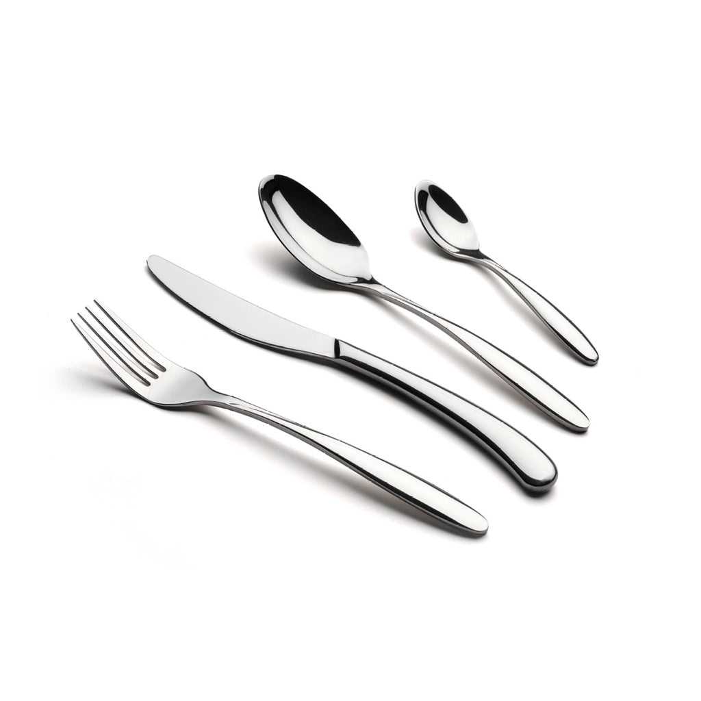 Cutlery box 24 pcs for 6 people in shiny stainless steel - Silver mirror