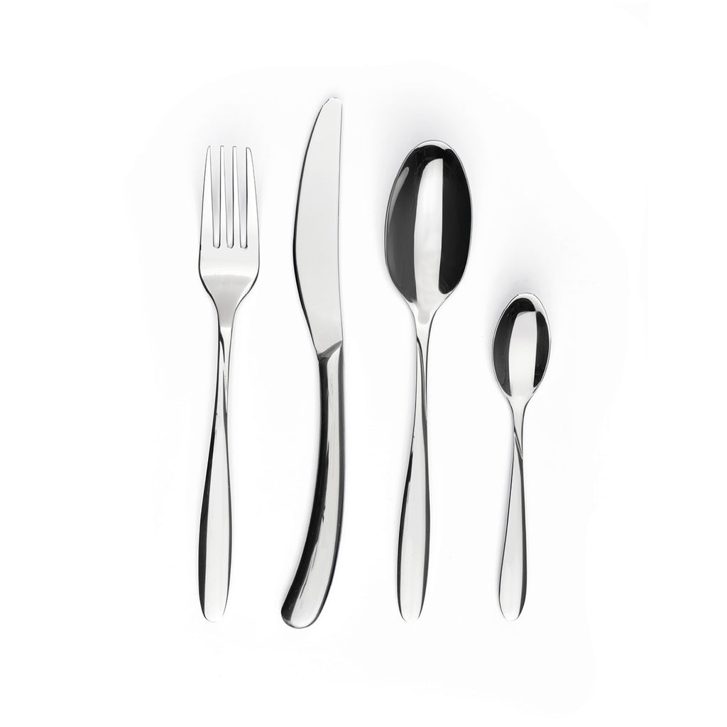 Cutlery box 24 pcs for 6 people in shiny stainless steel - Silver mirror
