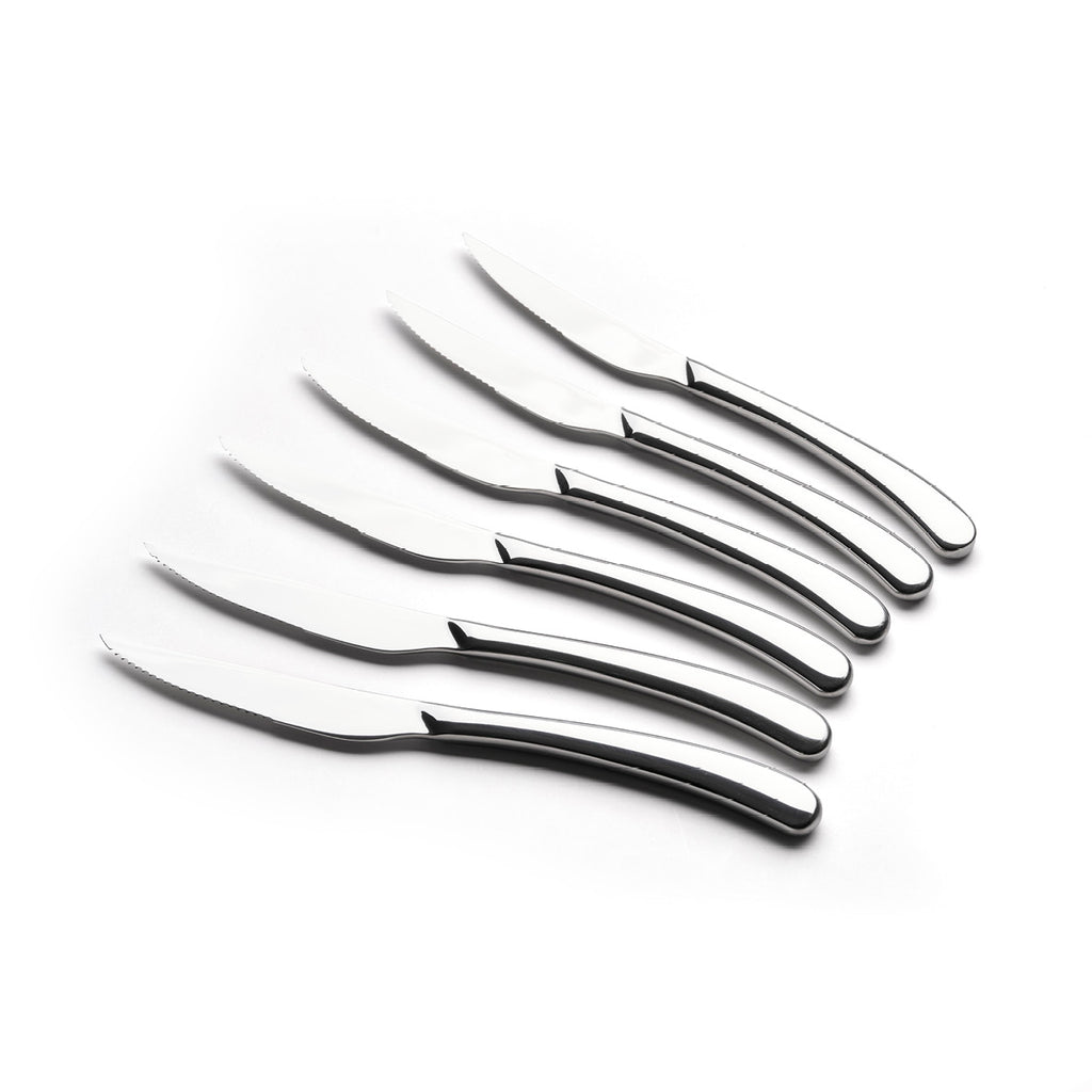 Set of 6 steak knives - Silver mirror