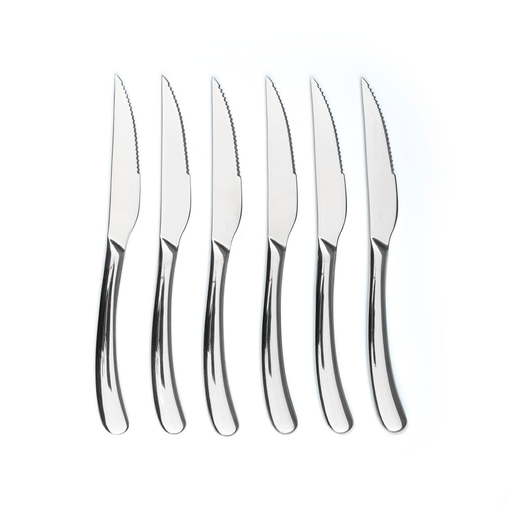 Set of 6 steak knives - Silver mirror
