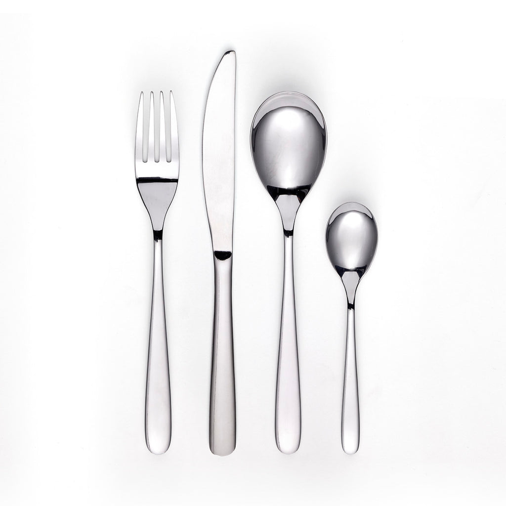 Cutlery box 48 pcs for 12 people in shiny stainless steel - Silver mirror