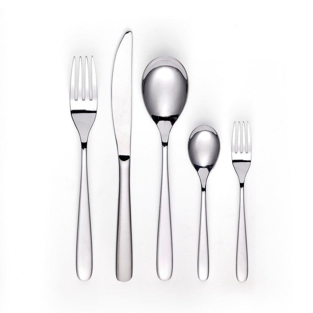 Cutlery box 30 pcs for 6 people in shiny stainless steel - Silver mirror