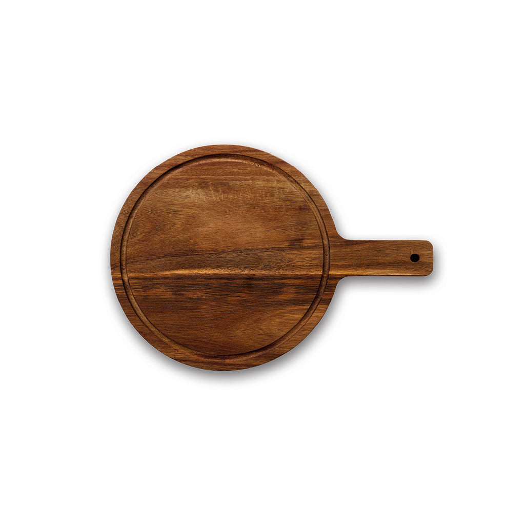 Round cutting board with handle - Acacia - Wood