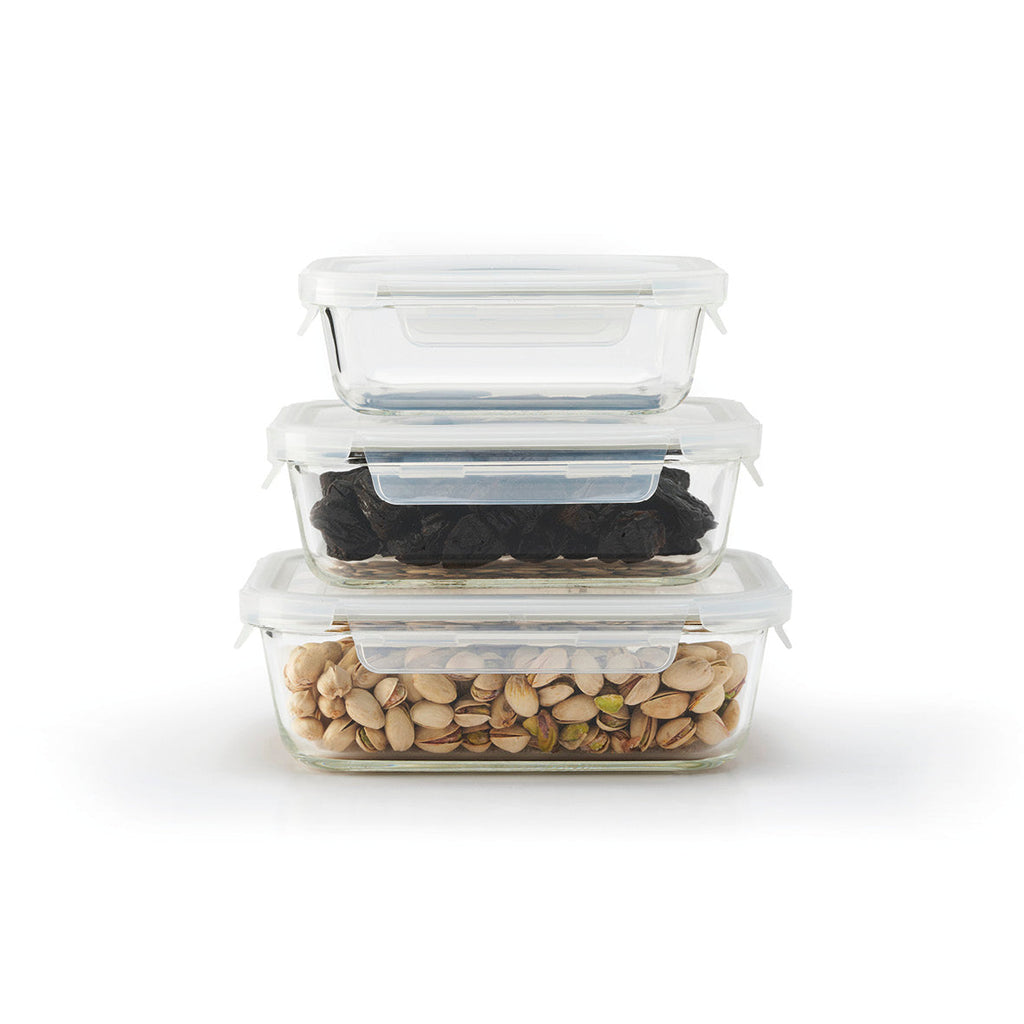 Set of 3 food cans in glass with hermetic lids - 0.6l + 1l + 1.5L