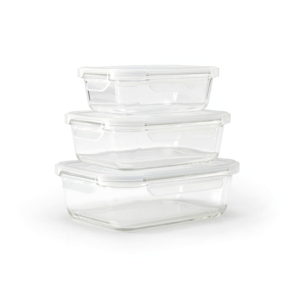 Set of 3 food cans in glass with hermetic lids - 0.6l + 1l + 1.5L