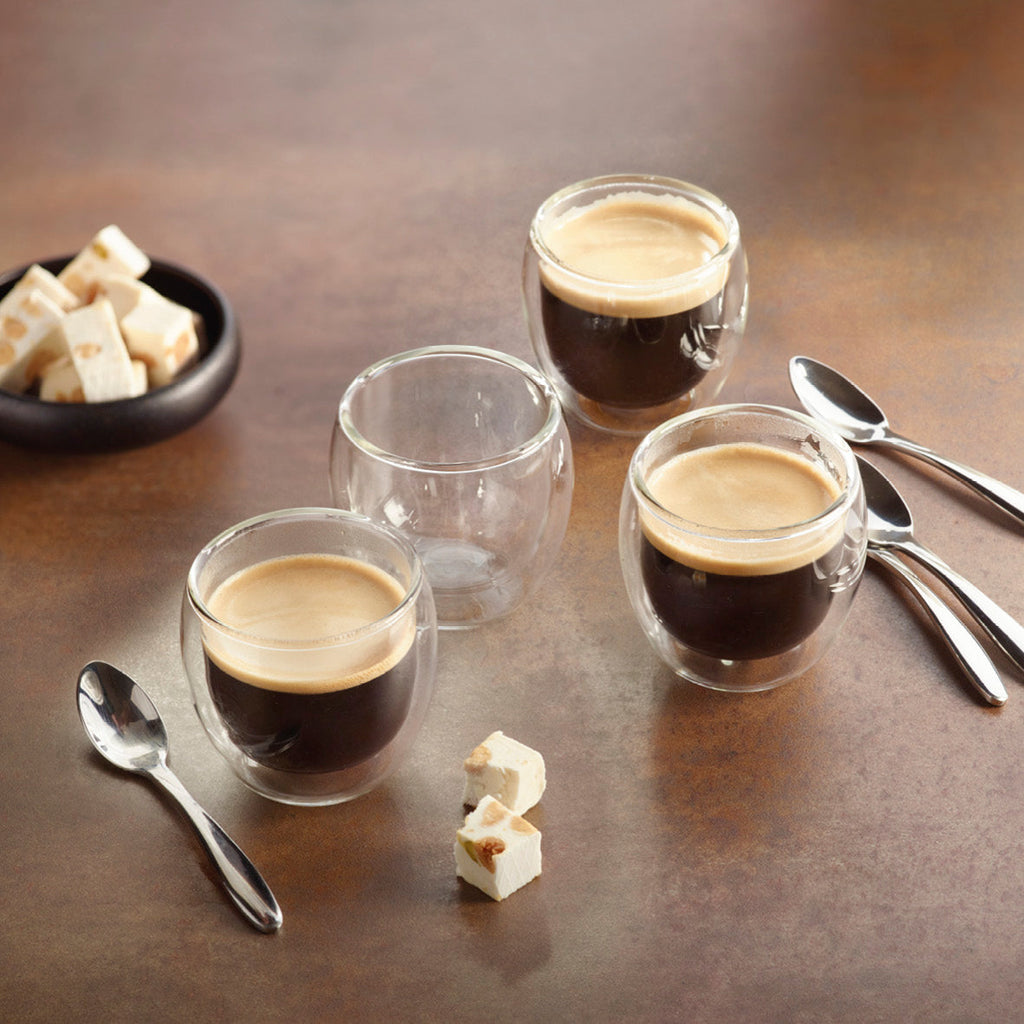 Set of 4 glass double wall cups - 110 ml