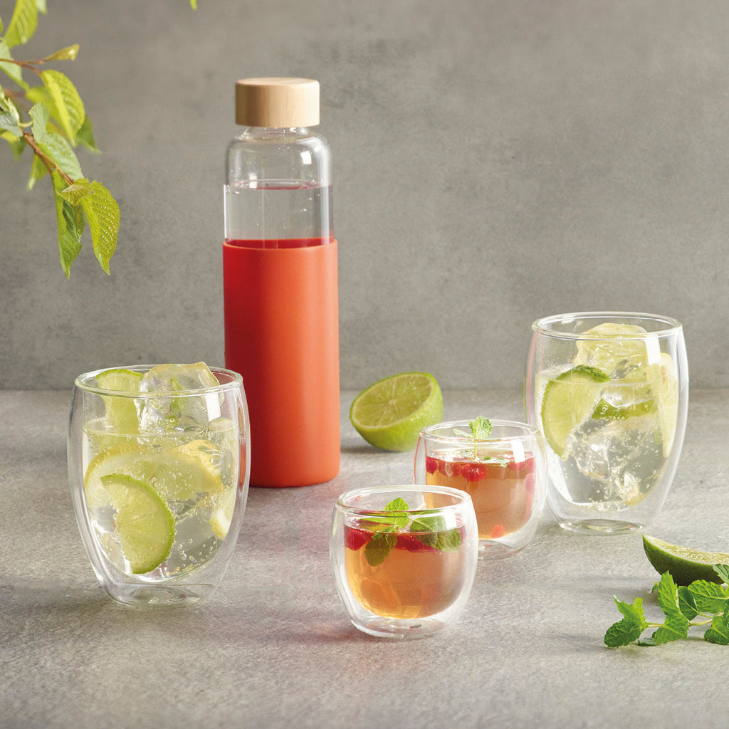 Set of 4 glass double wall cups - 110 ml