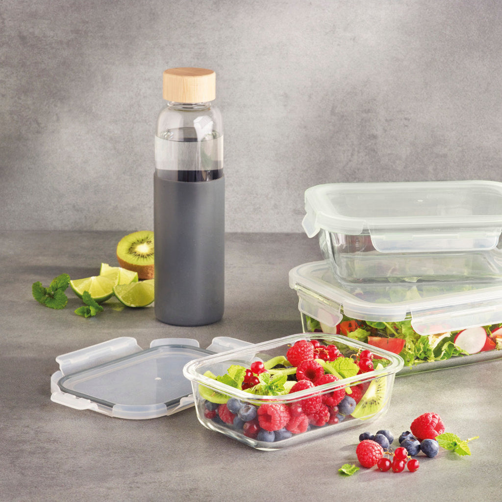 Glass water bottle with silicone sleeve - 550 ml